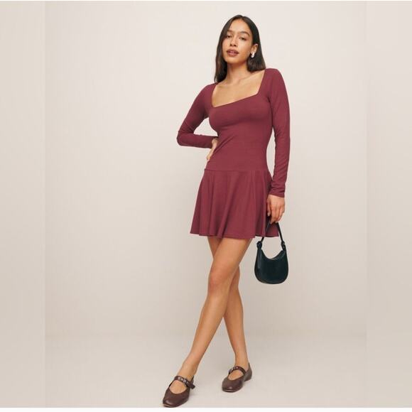 Reformation Coen Knit Long Sleeve Mini Dress NWT - Picture 1 of 6